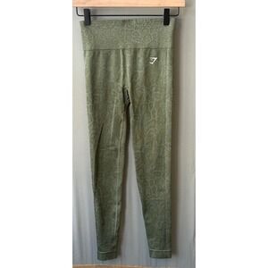 Gymshark Adapt Animal Seamless Leggings S High Waisted Scrunch Sage Green